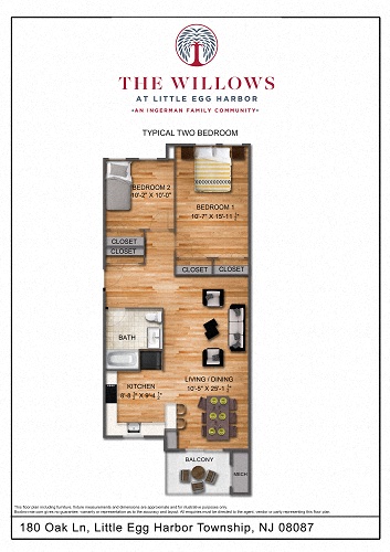 Floor plan for 2 beds, 1 bath